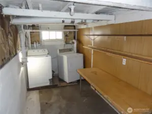 Basement with laundry.