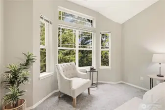 Sitting area with Transom window above main windows