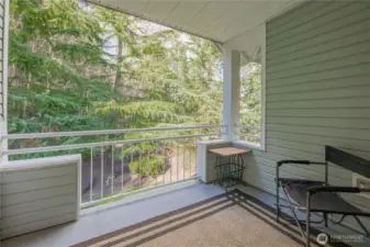 Private deck facing greenebelt