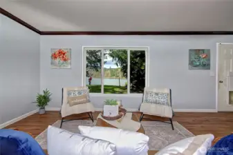 Main House Living Room with Lake and Hills View
