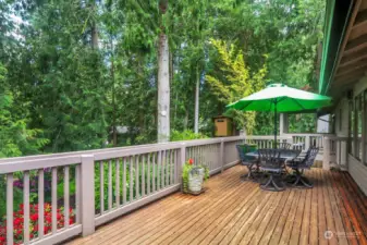 Spacious with stairs down to the back yard and patio, this wonderful deck is perfect for enjoying the backyard view below and the Northwest greenery that Woodinville is known for.