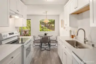 Brand new kitchen with new dishwasher, countertops, sink, faucet, garbage disposal