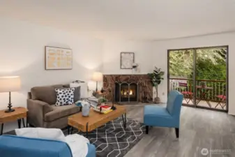 Wood burning fireplace