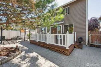Fully fenced backyard with sprinkler system you can control from your phone.