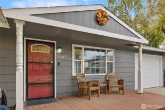 Front porch with covered deck