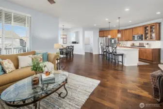 hardwood floor throughout the main