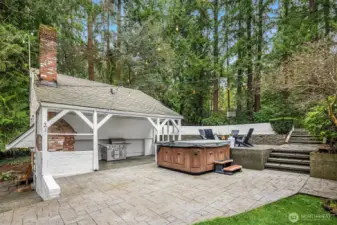 Hot tub uses a saltwater system.