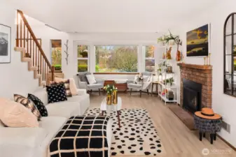 The family room's bay window lends an elegant look to this space as well as ensuring the main living area is permanently filled with natural light, even on the gloomiest of days.