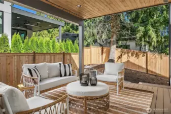 Fully fenced yard provides privacy and space for outdoor living.