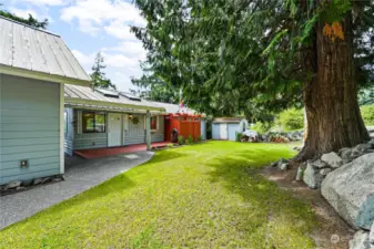 Small front yard with low maintenance landscaping landscaping.