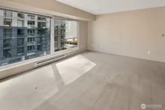 Very spacious living room.  Add hardwood floors for a dramatic look.