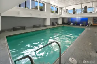 Fantastic pool.  Notice the natural light and windows up towards the gym.  Spa and sauna in the background.
