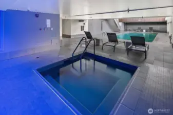 Spa with very cool vibe from the lighting.