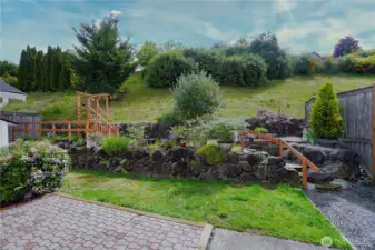 Paver patio and private back yard.