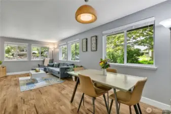 View of dining room facing the living room and front of home.