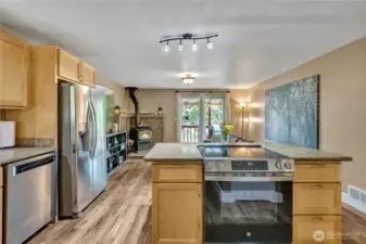 Kitchen view facing the family room.