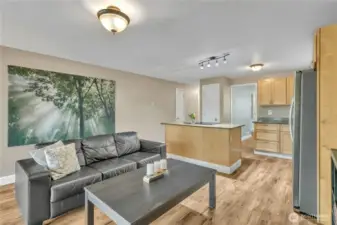 Another view from the family room toward the kitchen.