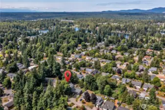This aerial view shows the location of the home in Cherokee Bay.