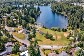 Beautiful aerial view of Pipe Lake and the Cherokee Bay community.