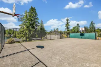 One of two sports courts available for use by the owners. This is the basketball court.