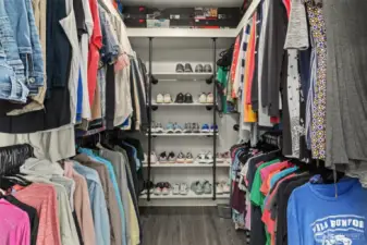 Walk-in closet off the primary bathroom.