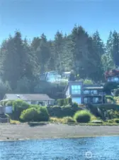 View of home from the Boat Launch - house up the hill in the middle with the  deck