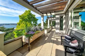 This balcony is accessed from the dining room on the main level.