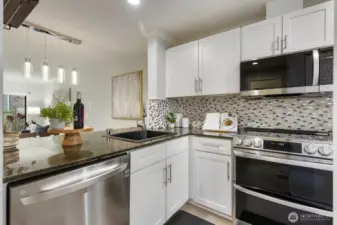 Kitchen opens up to the living room