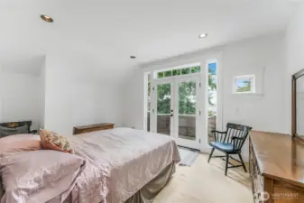 The second bedroom has a Juliet Balcony and large closet.