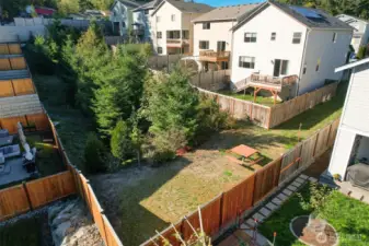 Drone view from the Community Park and Greenbelt looking towards the back of the home.