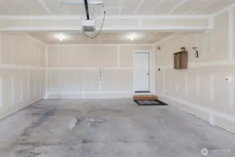 Spacious two car garage.