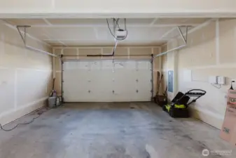 Spacious two car garage.