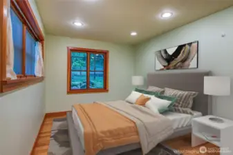 Guest room on main level of the "barn" cabin.