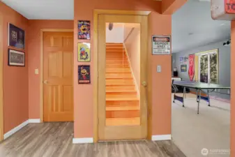 Oak Staircase leading the Rec Areas