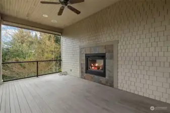 The fireplace will keep you warm while you dine al fresco.  There is also a gas hook up for your outdoor cooking.