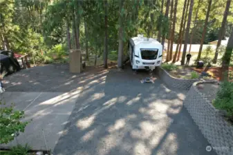 RV parking space - retaining walls on beautifully landscaped property.