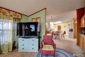 Looking toward the kitchen from the family room