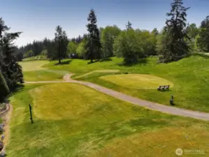 A lovely buffer to your yard, the expansive green of the golf course.