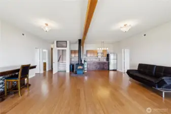 As you can see this is a large space with the Guest bedroom on the right side, the Bonus Room is the open white door on the left side. The next open door is the Guest Bathroom.
