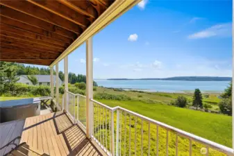 From the lower-level deck.  You can see the Hot Tub and amazing views.