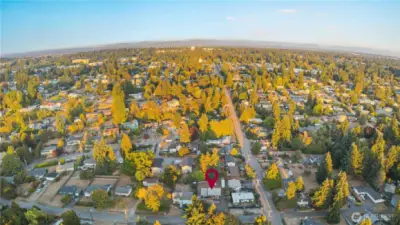 Ariel View-Across the Puget Sound & capturing the sunset