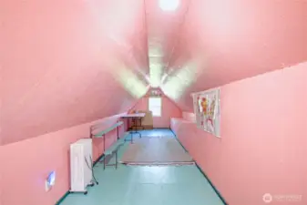 Attic is spacious and can be used for whatever your needs are. Plenty of room for storage.