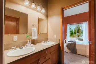 Double vanity in the primary bathroom