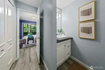 1 of 2 closets and the sink area