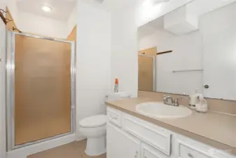 Three quarter bathroom in lower level