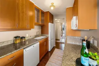 Granite counter tops with peninsula.