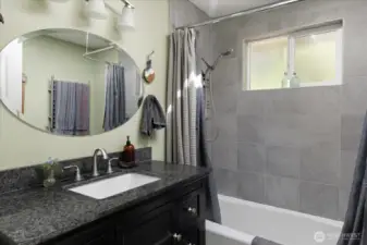 Full bath on primary bedroom level
