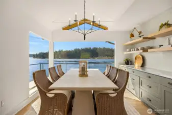 Dining room perched above water's edge.