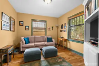 With a relaxed atmosphere, this private den serves as both a media space and a personal hideaway.