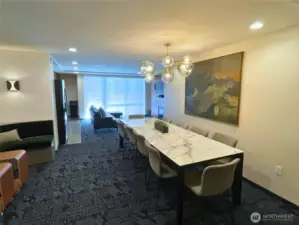 The owner's suite with a large dining table perfect to reserve for your party.